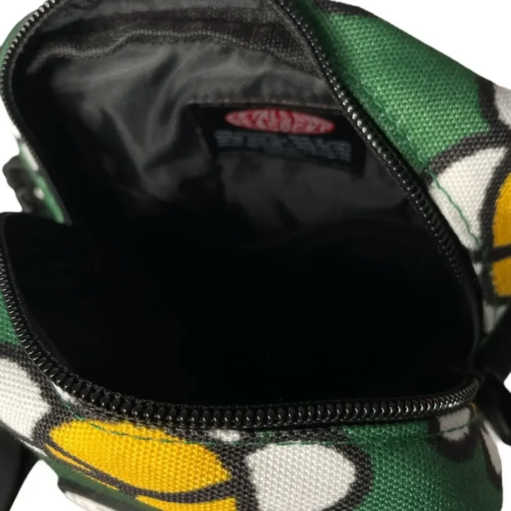 Petals and Peacocks Flowers and Peace Sign Crossbody Camera Bag Green